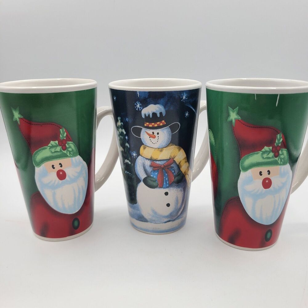 Christmas Mug Coffee Cocoa 16 Oz by CVS 2010 Santa Frosty Snowman Never Used
